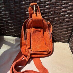 We The Free Orange Suede Hudson Sling Bag